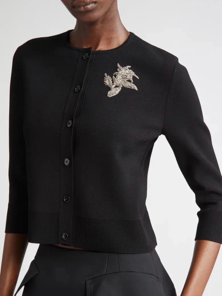 Alexander Mcqueen Banshee Embroidery Crop Cardigan